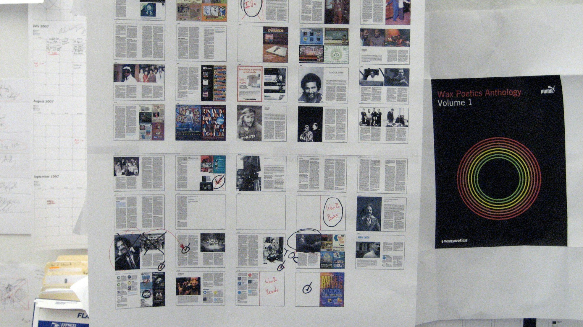 Issue 24—shown here on the wall in mock-up pages in the summer of 2007